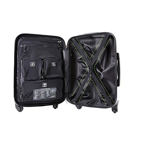  상세설명참조 Genius Pack Hardside Luggage Spinner - Smart, Organized, Lightweight Suitcase - TSA Approved Maximum Allowance Cabin Size (Carry On (21.5), Aerial - Brushed Chrome)