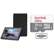 Amazon Fire 7 (2015 release) Case (Black) and SanDisk 32 GB micro SD Memory Card