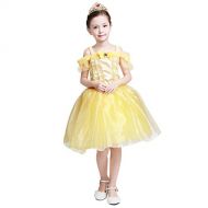 LOEL Girls Princess Yellow Costume Party Fancy Dress Up