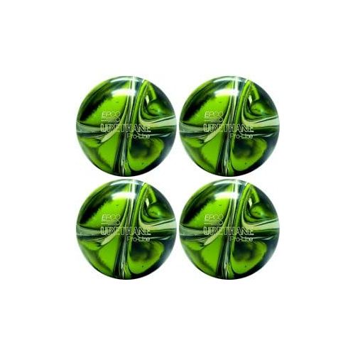  BuyBocceBalls EPCO Candlepin Bowling Ball- Urethane Pro-Line - Lime Green, White & Navy four Ball