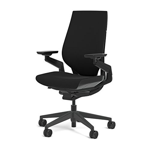  Rivet Steelcase Gesture Office Chair - White Elmosoft Leather, High Seat Height, Wrapped Back, Dark on Dark Frame, Polished Aluminum Base