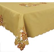 Xia Home Fashions Bountiful Leaf Embroidered Cutwork Fall Tablecloth, 70 by 144-Inch
