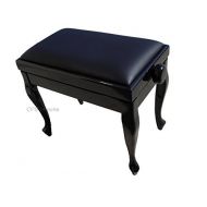 CPS Imports Adjustable Genuine Leather Classic Piano Bench Stool in Ebony