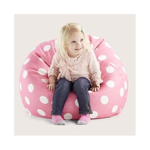  Gaming Chairs For Kids Bean Bag For Kids-Candy Pink with White Dots Polyester Super Soft Seating Companion for Your Little Ones
