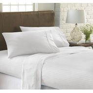 ienjoy Home Dobby 4 Piece Home Collection Premium Embossed Stripe Design Bed Sheet Set, California King, White