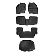 MAXLINER Floor Mats 3 Rows and Cargo Liner Set Black for 2017-2018 Ford Explorer Without 2nd Row Center Console