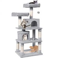 [아마존 핫딜]  [아마존핫딜]Yaheetech Cat Tree Condo Kitten Tower Play House with a Extra-Large Scratching Board, Cozy Perches 57in