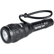 Seac R15 LED-Taschenlampe, 900 Lumen, wiederaufladbar mit USB, Laufzeit von 2 bis 24 Stunden Unisex, fuer Erwachsene, schwarz, Standard