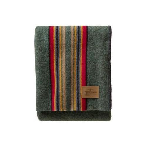  Pendleton Yakima Camp Wool Throw Blanket, Green Heather Mix, One Size