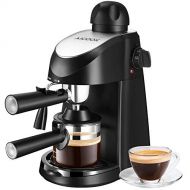 Aicook Kaffeemaschine mit Siebtrager | 5 bar Dampf-Kaffeemaschine | Professionelle Milchschaum Duese fuer Espresso Cappuccino und Latte, 1- 4 Tasse, 800W, Schwarz