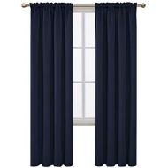 [아마존 핫딜]  [아마존핫딜]Deconovo Navy Blue Blackout Curtains Rod Pocket Curtain Panels Room Darkening Curtains for Living Room 52 W x 84 L Inch 2 Panels