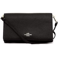 COACH Womens Polished Pebbled Leather Fold-Over Crossbody