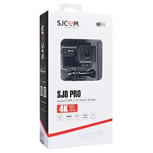  SJCAM SJ8 Pro 4k Action Camera 60fps Water Resistant,OLED Large Ultra Full HD Touchscreen,EIS Stabilized,Dual Screen,Raw Image,1200mAh High Capacity Battery 5G WiFi (E-Commerce Pac