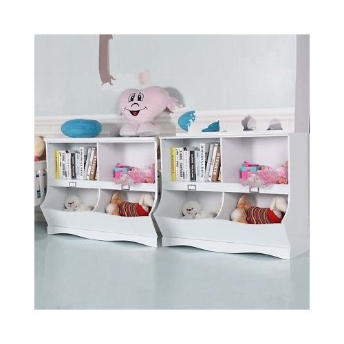  Allblessings Children Storage Unit Bookshelf Bookcase Baby Toy Organizer White