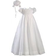 Little Things Mean A Lot White 32 Hand Smocked Cotton Batiste Christening Baptism Gown