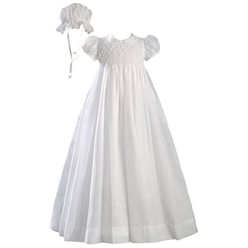  Little Things Mean A Lot White 32 Hand Smocked Cotton Batiste Christening Baptism Gown