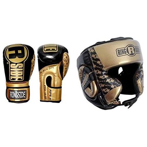  Ringside Apex Sparring Boxing Gloves and Boxing Headgear Bundle