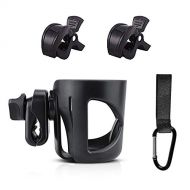 YISSCEN Cup Holder for Stroller, Yisscen Pram Cup Holder with Two Clips and One Hook - Adjustable Drink Universal Cup Holder Perfect for Stroller, Pushchair, Bikes and Wheelchair
