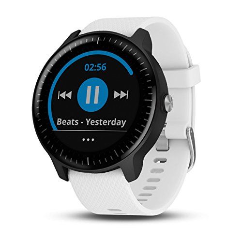 가민 Garmin vivoactive 3 Music GPS-Fitness-Smartwatch - Music-Player fuer bis zu 500 Songs - Armband: Weiss, inkl. Silikon Wechselarmband schwarz und Bluetooth Headset