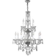 Worldwide Lighting Provence Collection 12 Light Chrome Finish and White Crystal Chandelier 28 D x 41 H Two 2 Tier Large