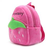 Asdomo Toddler Kids Plush Backpack Strawberry Kindergarten Cartoon Baby Girls School Book Shoulder Bags Snack Travel Bag Christmas Gift for Age 1-3
