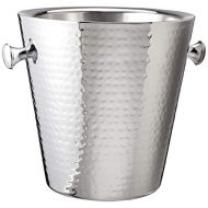 Elegance Hammered Stainless Steel Doublewall Champagne Bucket, 9, Silver