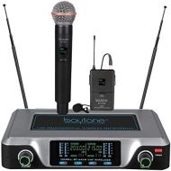 Boytone BT-44VP Dual Digital Channel Wireless Microphone plus Headset Mic Set System - VHF Fixed Frequency Wireless Mic Receiver, for Party, DJ, Church, with Aluminum carrying case