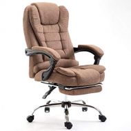 Desk Chairs Computer Chair Home Office Chair Flat Reclining Office Chair Fashion Game Chair Soft and Comfortable Fabric Reclining Computer Chair Lifting Swivel Chair (Color : Brown