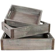 Gerson Wood Serving Trays, Rectangle Wood with Metal Corners, 13 - 17 inches, Metal Corners, Industrial, Rustic, Wedding, Event, Holiday, Party, Venue, Home Decor, (Set of 3)