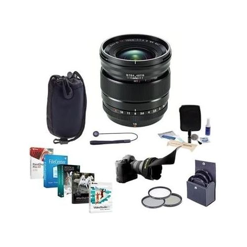 후지필름 Fujifilm XF 16mm F1.4 R (Weather Resistant) Lens - Bundle w67mm Filter Kit, Lens Case, Flex Shade, Cleaning Kit and Professional Software Package