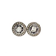 Nadean Designs Genuine Polki Diamond Sterling Silver Gold Mixed Metal Stud Earrings Rose Cut -13 mm