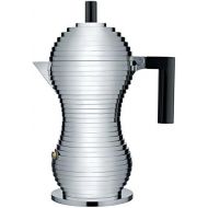 Alessi MDL026 BPulcina Stove Top Espresso 6 Cup Coffee Maker in Aluminum Casting Handle And Knob in Pa, Black