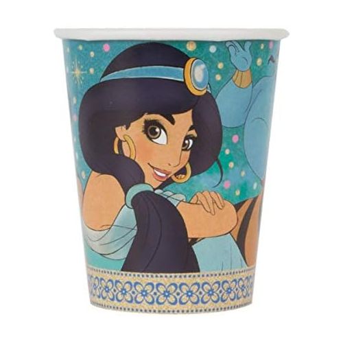  Aladdin Theme Birthday Party Supplies Set Serves 16 - Tablecover, Banner Decoration, Plates, Napkins, Cups and Candles - Jasmine and Aladdin