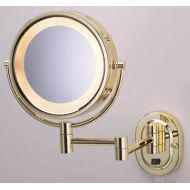 TechnologyLK SeeAll 8 Polished Brass Finish Dual Sided Surround Light Wall Mount Makeup Mirror (Hardwired Model)