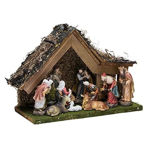 커트애들러 Kurt Adler 9-12-Inch Musical LED Nativity Set with Figures and Stable