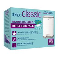 Dekor Classic Diaper Pail Biodegradable Refills | 2 Count | Most Economical Refill System | Quick and Simple to Replace | No Preset Bag Size  Use Only What You Need | Exclusive En