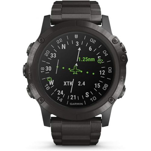 가민 Garmin D2 Delta, GPS Pilot Watch, Includes Smartwatch Features, Heart Rate and Music, Titanium with Brown Leather Band