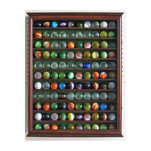  Display Gifts Inc. Large Toy/Antique/Glass Marble Balls/Bouncy Ball Display Case Holder Cabinet - Walnut Finish