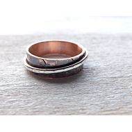 CrazyAss Jewelry Designs copper silver ring, hammered ring copper silver ring, rustic mens ring, unqiue copper ring, cool mens ring, forged copper ring unique anniversary gift