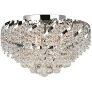 Worldwide Lighting Empire Collection 6 Light Chrome Finish and Clear Crystal Flush Mount Ceiling Light 16 D x 9 H Round Medium