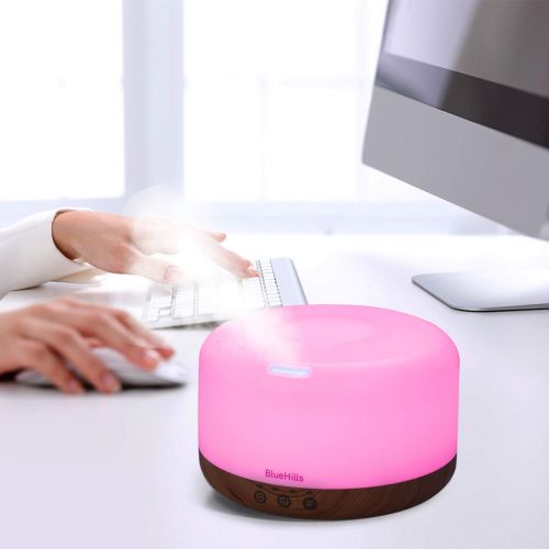  BlueHills Premium 1000 ML Essential Oil Diffuser Aromatherapy Humidifier with Remote & Timer for Large Room Home 18 Hour Run Huge Coverage Area 1 Liter Mood...