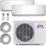 COOPER AND HUNTER 2 Zone Mini Split - 12000 + 12000 Ductless Air Conditioner - Pre-Charged Dual Zone Mini Split