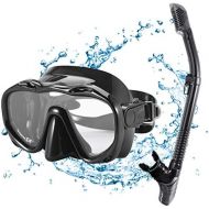 [아마존베스트]KUYOU Snorkel Set Adults,Dry Snorkeling Set Men Women Anti-Fog Snorkel Mask Impact Resistant Panoramic Tempered Glass Easy Breathing and Professional Snorkeling Gear for Youth Adul