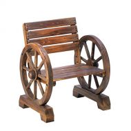 Tom & Co. Koehler Home Outdoor Garden Yard Decorative Wagon Wheel Armrest Relaxing Charming Wood Chair