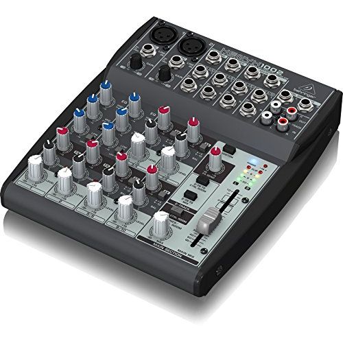  Photo Savings Behringer XENYX 1002 - 10 Channel Audio Mixer and Accessory Bundle w Dynamic Mic + Closed-Back Headphones + 6X Cables + Home Recording Guide + Fibertique Cloth