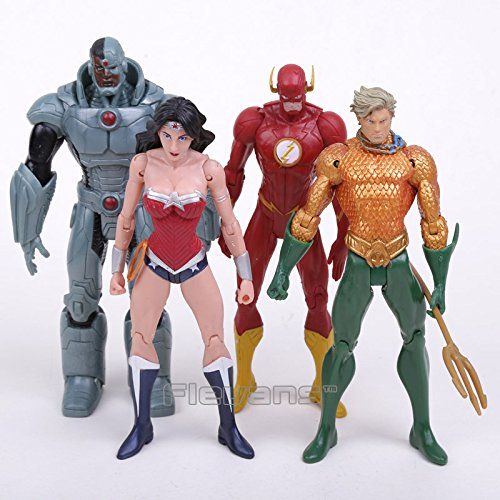  Thailand Superheroes Toys 7pcsset Superman Batman Wonder Woman The Flash Green Lantern Aquaman Cyborg PVC Figures