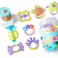 [아마존베스트]IPlay iPlay iLearn Baby Rattles Set, Infants Teething Play Toys, Babies Chewing Silicone Teether, Shaker, Grab, Development Educational Musical Gift Set for 4, 5, 6, 9, 12, 18 Month Old,