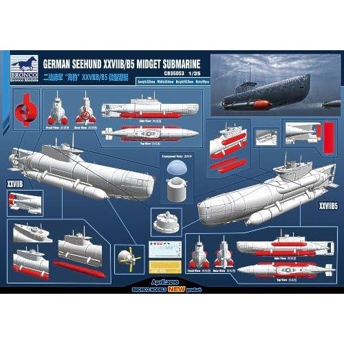  Unknown Bronco Models CB35053  Model Kit German Seal XXVII BB5 Midget Submari