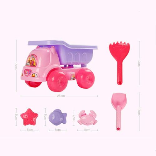  AODLK Summer Childrens Beach Toy Car Set Baby Play Sand Digging Sand Shovel Tool Girl Boy Toy for Baby Best Gifts Includes Cute Car, Water Wheel, Barrels, Kettle, Shovel