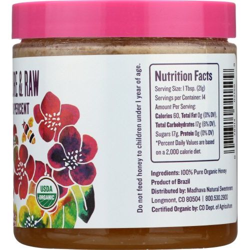  Madhava Naturally Sweet Organic Pure & Raw Gluten-Free Whipped Honey, 10.5 Ounce (Pack of 6)